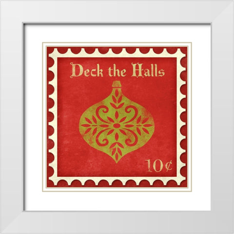 Holiday Stamp IV White Modern Wood Framed Art Print with Double Matting by SD Graphics Studio