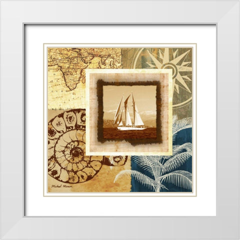 Sailing the Seas I White Modern Wood Framed Art Print with Double Matting by Marcon, Michael