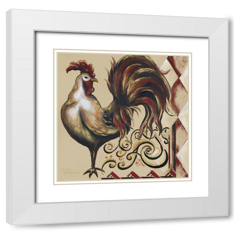 Rules the Roosters Square I White Modern Wood Framed Art Print with Double Matting by Hakimipour, Tiffany