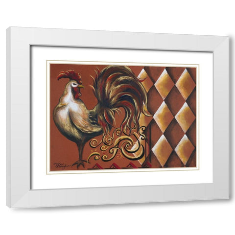 Rules the Roosters I White Modern Wood Framed Art Print with Double Matting by Hakimipour, Tiffany