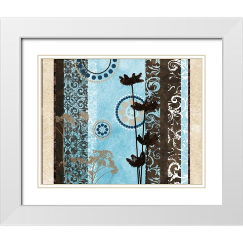 Blue Santorini Garden II White Modern Wood Framed Art Print with Double Matting by Marcon, Michael