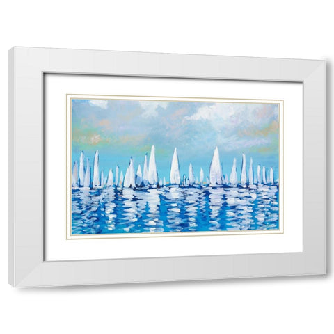 Regatta On The Sea White Modern Wood Framed Art Print with Double Matting by Meneely, Dan