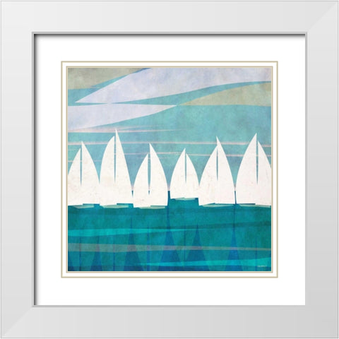 Afternoon Regatta I White Modern Wood Framed Art Print with Double Matting by Meneely, Dan