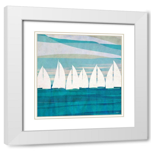 Afternoon Regatta II White Modern Wood Framed Art Print with Double Matting by Meneely, Dan