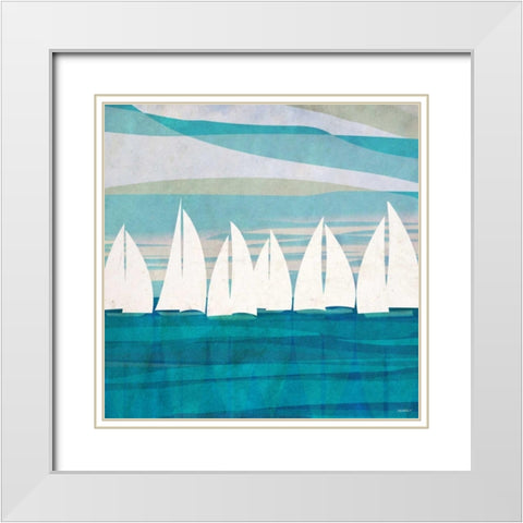 Afternoon Regatta II White Modern Wood Framed Art Print with Double Matting by Meneely, Dan
