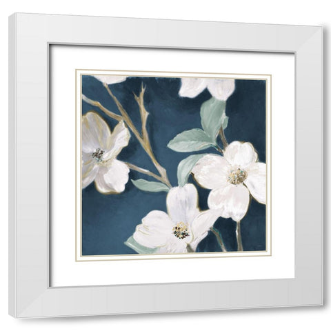 Bella Fiori on Navy I White Modern Wood Framed Art Print with Double Matting by Loreth, Lanie