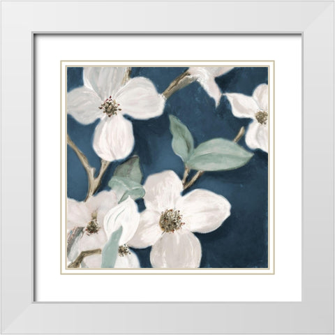 Bella Fiori on Navy II White Modern Wood Framed Art Print with Double Matting by Loreth, Lanie