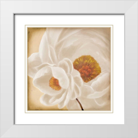 White Peonies II White Modern Wood Framed Art Print with Double Matting by Rhyan, Vivien