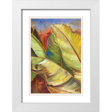 Through the Leaves Square Panel I White Modern Wood Framed Art Print with Double Matting by Pinto, Patricia