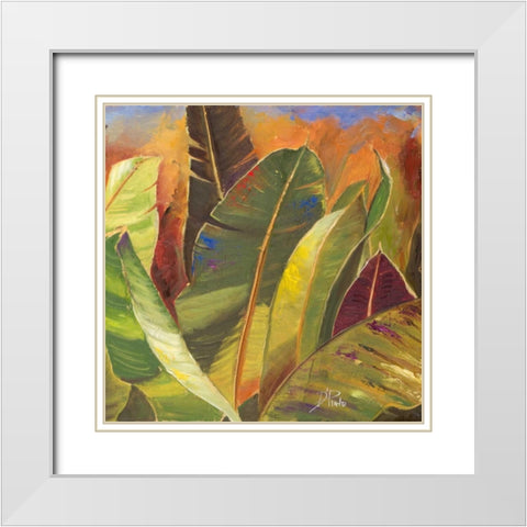 Through the Leaves Square II White Modern Wood Framed Art Print with Double Matting by Pinto, Patricia