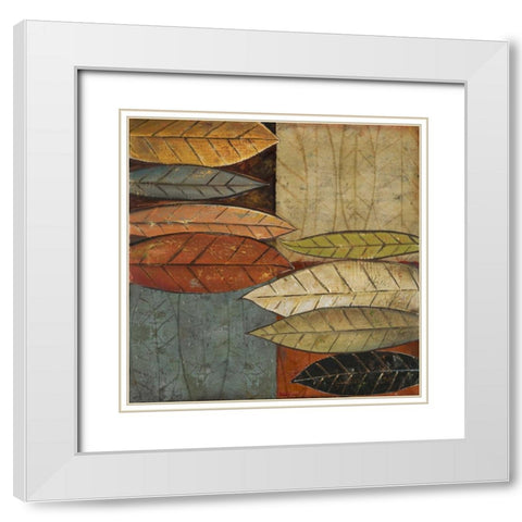 Tall Leaves Square I White Modern Wood Framed Art Print with Double Matting by Pinto, Patricia