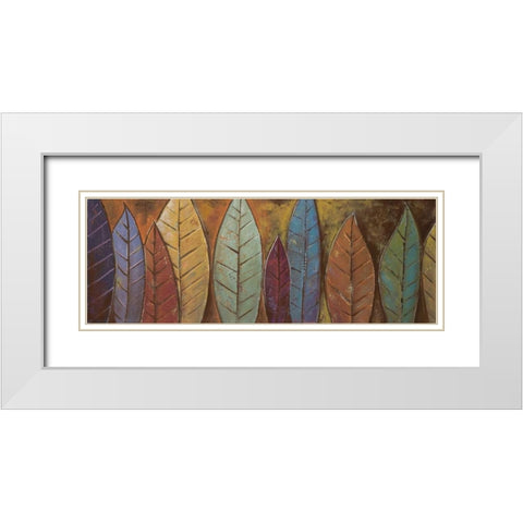 Tall Leaves I White Modern Wood Framed Art Print with Double Matting by Pinto, Patricia