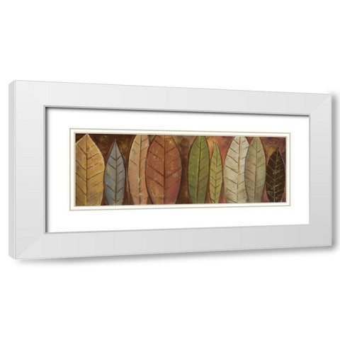 Tall Leaves II White Modern Wood Framed Art Print with Double Matting by Pinto, Patricia