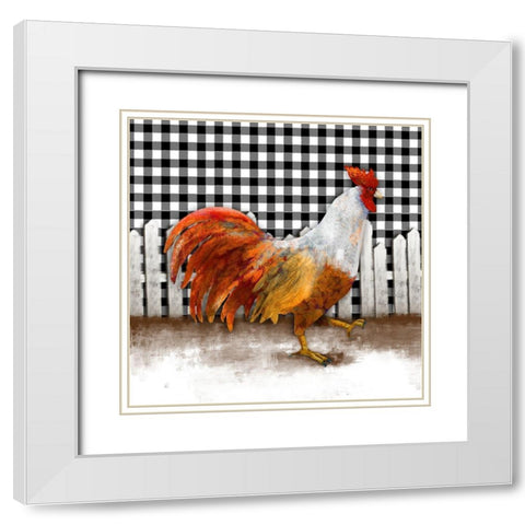 Morning Rooster I White Modern Wood Framed Art Print with Double Matting by Meneely, Dan