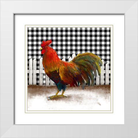 Morning Rooster II White Modern Wood Framed Art Print with Double Matting by Meneely, Dan