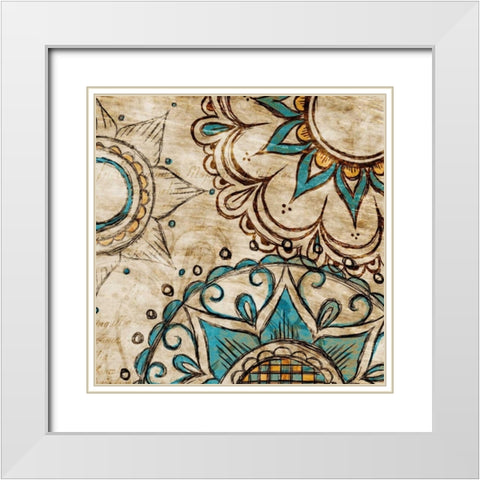 Henna Pattern I White Modern Wood Framed Art Print with Double Matting by SD Graphics