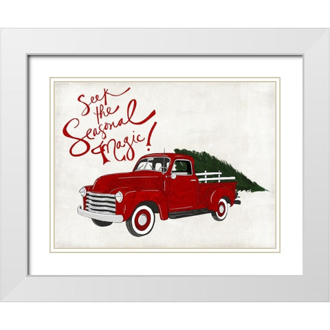 Seasonal Vehicle I White Modern Wood Framed Art Print with Double Matting by SD Graphics Studio