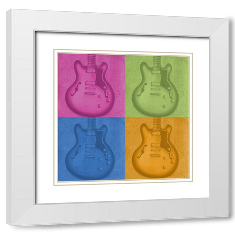 Colorful Guitar Pack White Modern Wood Framed Art Print with Double Matting by Hakimipour, Tiffany