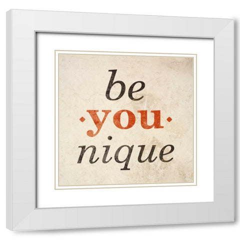 Be-You-nque White Modern Wood Framed Art Print with Double Matting by SD Graphics