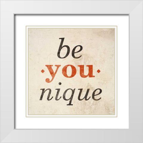 Be-You-nque White Modern Wood Framed Art Print with Double Matting by SD Graphics