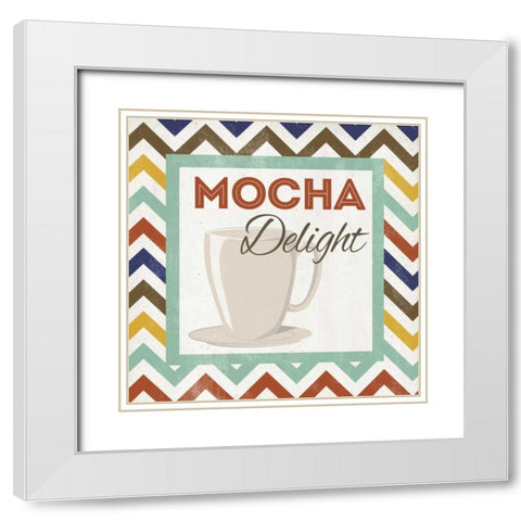 Chevron Coffee IV White Modern Wood Framed Art Print with Double Matting by Studio, Sd Graphics