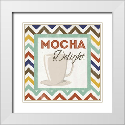 Chevron Coffee IV White Modern Wood Framed Art Print with Double Matting by Studio, Sd Graphics