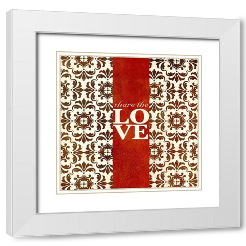 Share The Love White Modern Wood Framed Art Print with Double Matting by SD Graphics Studio