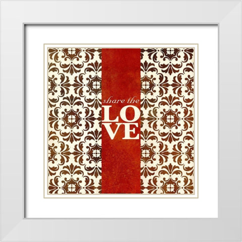 Share The Love White Modern Wood Framed Art Print with Double Matting by SD Graphics Studio