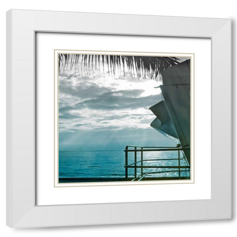 On a Teal Beach II White Modern Wood Framed Art Print with Double Matting by Rodriguez, Jairo