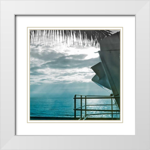 On a Teal Beach II White Modern Wood Framed Art Print with Double Matting by Rodriguez, Jairo