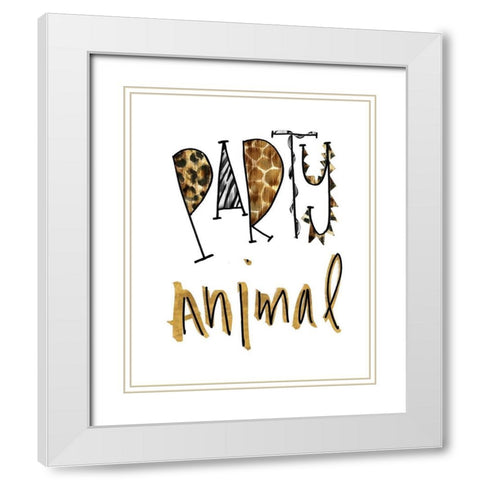 Party Animal White Modern Wood Framed Art Print with Double Matting by Biscardi, Nicholas