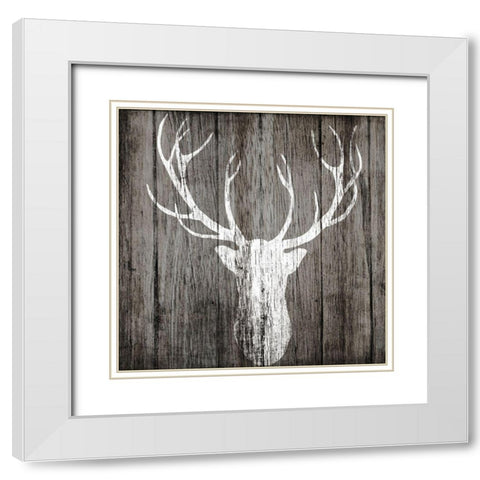 Sophisticated Deer on Wood White Modern Wood Framed Art Print with Double Matting by Biscardi, Nicholas