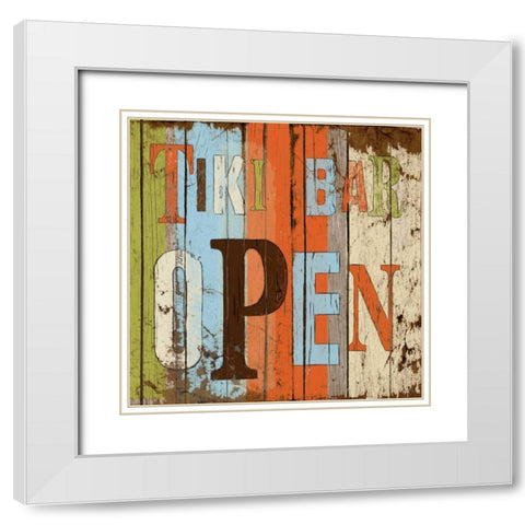 Tiki Bar Open White Modern Wood Framed Art Print with Double Matting by Medley, Elizabeth