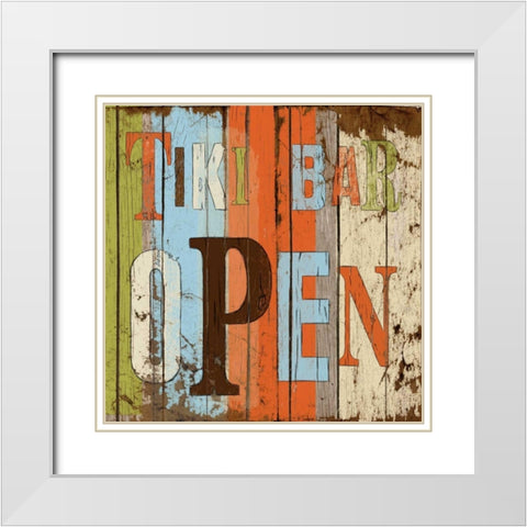 Tiki Bar Open White Modern Wood Framed Art Print with Double Matting by Medley, Elizabeth