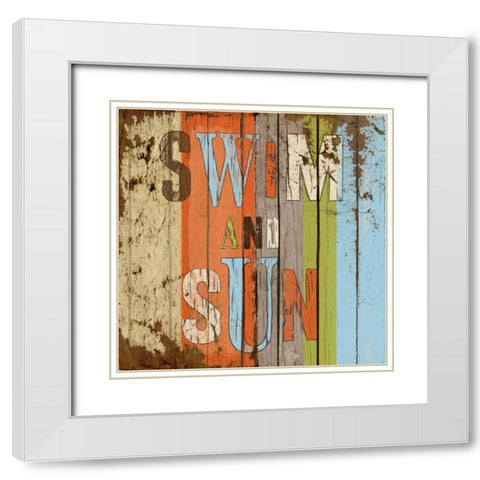 Swim and Sun White Modern Wood Framed Art Print with Double Matting by Medley, Elizabeth