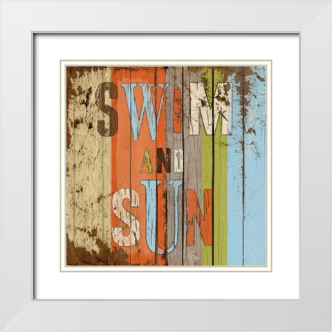 Swim and Sun White Modern Wood Framed Art Print with Double Matting by Medley, Elizabeth
