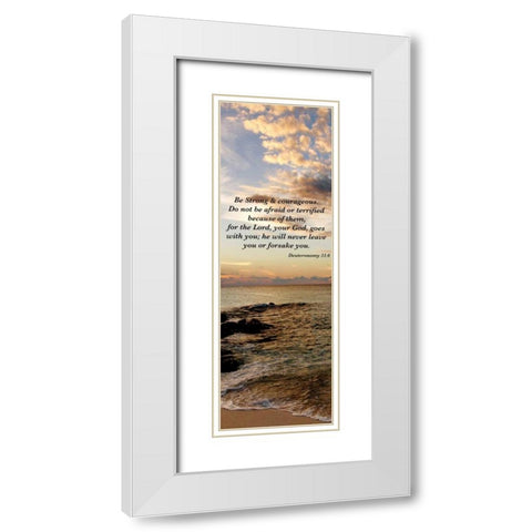 Strong and Courageous White Modern Wood Framed Art Print with Double Matting by Bryant, Susan