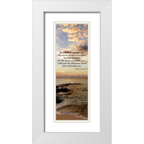 Strong and Courageous White Modern Wood Framed Art Print with Double Matting by Bryant, Susan
