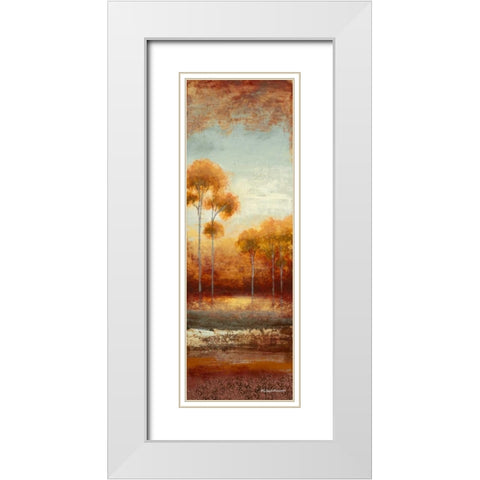 Glowing Red Trees I White Modern Wood Framed Art Print with Double Matting by Marcon, Michael