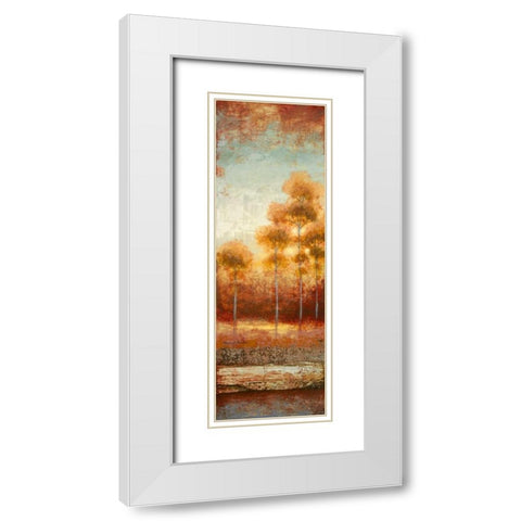 Glowing Red Trees II White Modern Wood Framed Art Print with Double Matting by Marcon, Michael