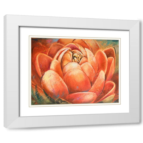 Red Lotus II White Modern Wood Framed Art Print with Double Matting by Pinto, Patricia