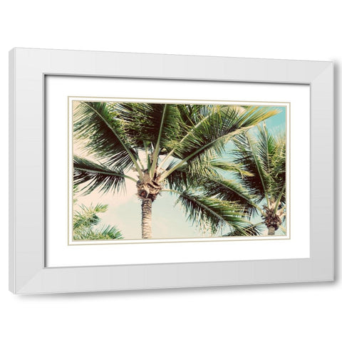 Palm Scene White Modern Wood Framed Art Print with Double Matting by Bryant, Susan