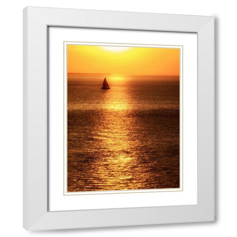 Sailboat at Sunset I White Modern Wood Framed Art Print with Double Matting by Mansfield, Kathy