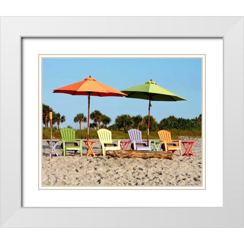 Beach Chairs White Modern Wood Framed Art Print with Double Matting by Mansfield, Kathy