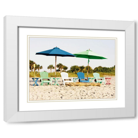 Beach Chair Layout White Modern Wood Framed Art Print with Double Matting by Mansfield, Kathy