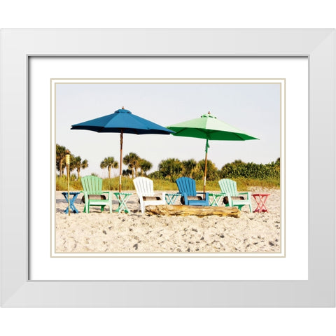Beach Chair Layout White Modern Wood Framed Art Print with Double Matting by Mansfield, Kathy