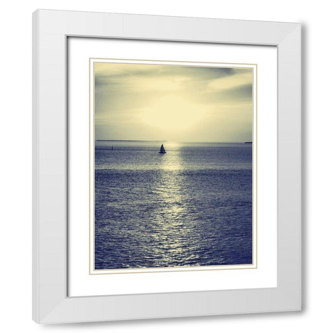Sailboat at Blue Sunset White Modern Wood Framed Art Print with Double Matting by Mansfield, Kathy