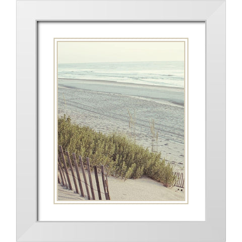 Beach Fence I White Modern Wood Framed Art Print with Double Matting by Mansfield, Kathy