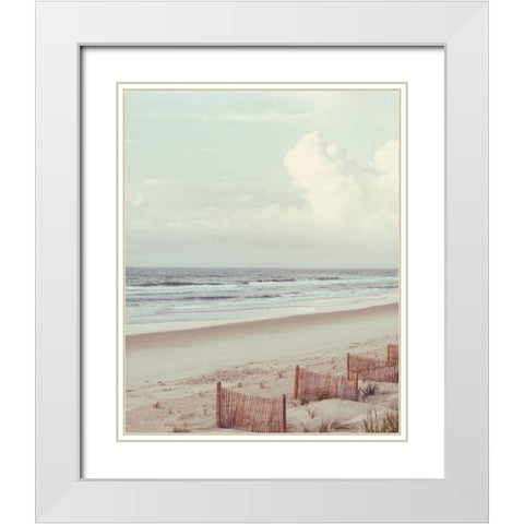 Beach Fence II White Modern Wood Framed Art Print with Double Matting by Mansfield, Kathy