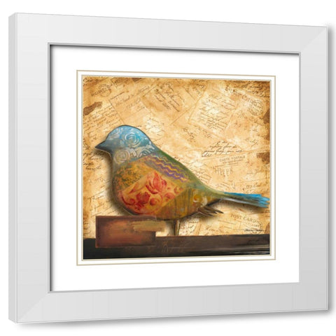Bird of Collage I White Modern Wood Framed Art Print with Double Matting by Pinto, Patricia